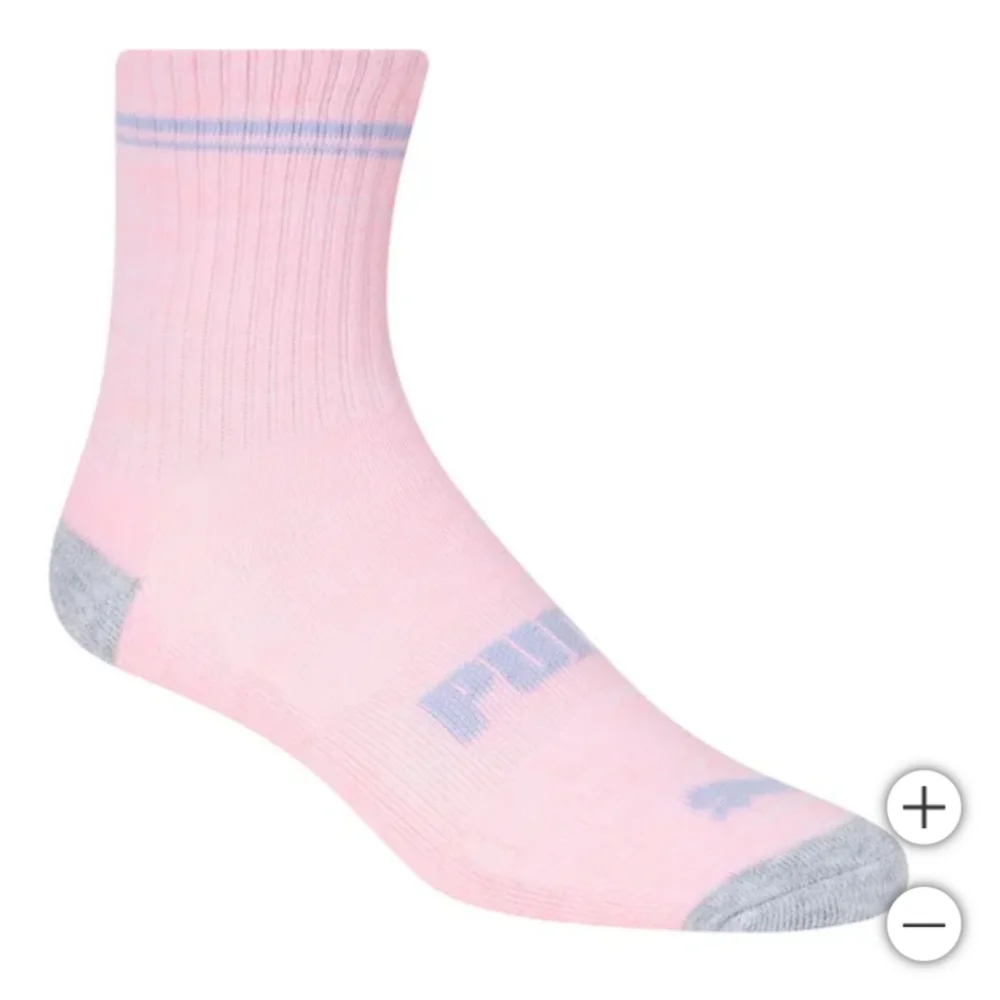 new!!! PUMA Kids' Boys Girls Low Crew Socks, 20-pair Pink Color Size Medium NWT!